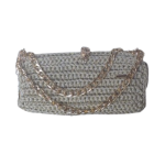 Bolsa em Malha Bege com Fios Dourados e Fecho de Onça Feita à Mão