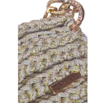 Bolsa em Malha Bege com Fios Dourados e Fecho de Onça Feita à Mão