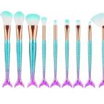 Kit 10 Pincéis Cauda de Sereia para Maquiagem